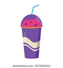 Boba drink illustration cute on white background.