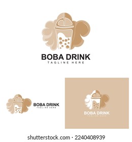 Boba Drink Logo Design, Modern Jelly Drink Bubble Vector, Boba Drink Brand Glass Illustration. Design Suitable For Cafes, Beverage Brands