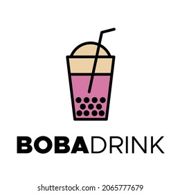 boba drink logo doodle concept vector design