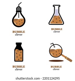 boba drink logo vector collection, magnifying glass, glasses