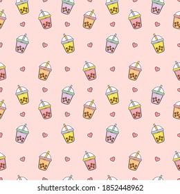 boba drink seamless pattern background design