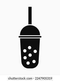 Boba drink silhouette. Isolated Boba drink icon vector
