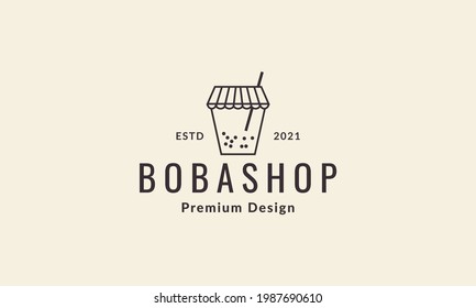 Boba Drink Store Logo Symbol Vector Icon Illustration Graphic Design