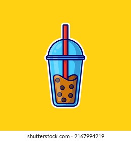 
Boba Drink Vector Art Illustration on Isolated Background