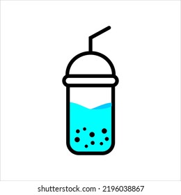 Logo de la ilustración del icono del vector de la bebida Boba