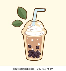 boba drink vector illustration, bubble tea vector illustration