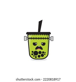 Boba Frakenstein Cute Kawaii Vector Design