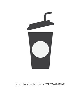 Boba glass logo design vector with straw illustration