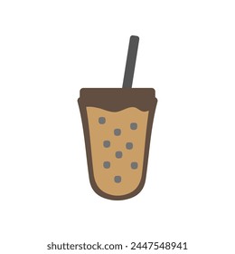 Boba iced illustration. Drink vector