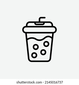  boba icon, isolated food outline icon in light grey background, perfect for website, blog, logo, graphic design, social media, UI, mobile app