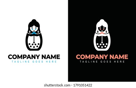 Boba logo design bubble for boba business, cafe, food and beverage business. Mascot vector logo