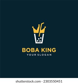 boba logo design with crown or king