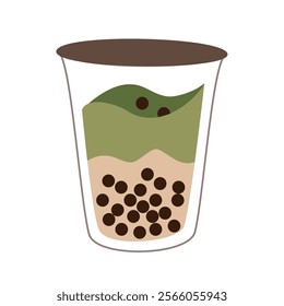 Boba matcha flavor. Boba green tea. Milk tea boba. Bubble tea illustration. Bubble twa matcha. 