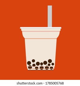 Boba milk tea, bubble milk tea or perl milk tea as vector 