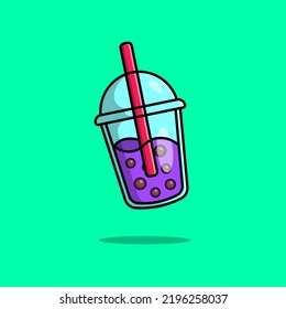Boba Milk Tea Cartoon Vector Icon Illustration. Flat Cartoon Concept
