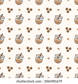 boba milk tea seamless pattern background