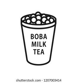 Boba milk tea. Simple flat design. Isolate on white background.