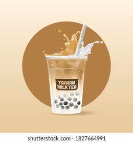 boba milk tea takeaway cup vector illustration