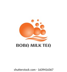 Boba milk thai tea logo symbol concept. Bubble drink