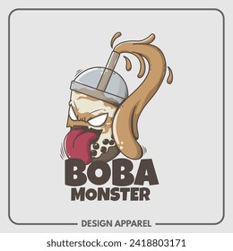 Boba Monster Illustration T Shirt and Apparel Printing Design