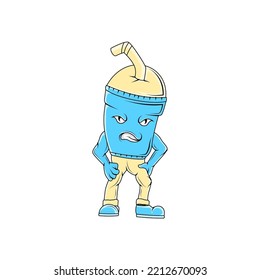 Boba with muscular hands mascot illustration