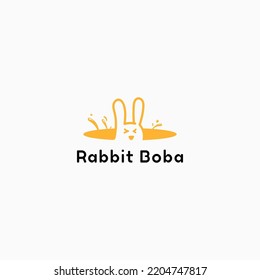  Boba Splash Rabbit logo Vector design illustration