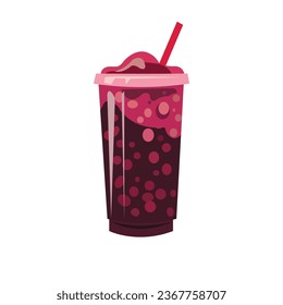 Boba tea or bubble milk tea, boba pearls coffee or tapioca ball drink in a glass with a straw - Vector
