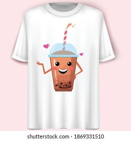 Boba Tea Concept Design.Vector Illustration. T-Shirt Design.