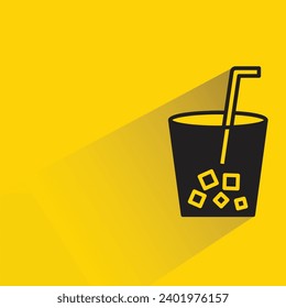 boba tea cup icon with shadow on yellow background