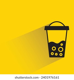 boba tea cup icon with shadow on yellow background