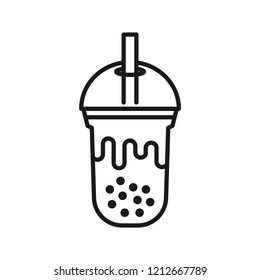 Boba tea line icon. Simple flat design. Isolate on white background.