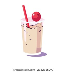 Boba tea milk vector illustration, cartoon bubble tea drink, pearl milk tea or tapioca milk tea in flat design style