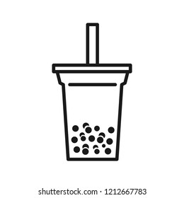 Boba tea outline stroke icon. Simple flat design. Isolate on white background.