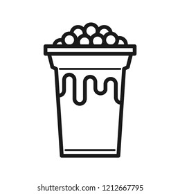 Boba tea outline stroke. Simple flat design. Isolate on white background.