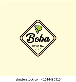 boba tea with the quadrilateral concept of the logo