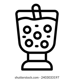 Boba tea shaker icon outline vector. Bubble tea pearls. Milky Taiwanese beverage