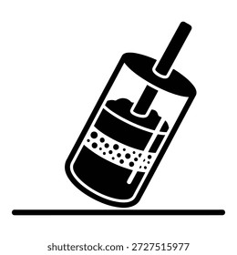 Té de Boba con la paja aislada en el fondo blanco, Vector