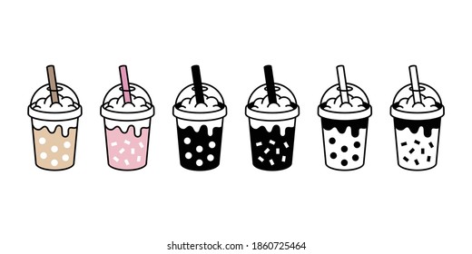 Boba tea vector bubble milk tea icon logo drink character cartoon symbol doodle illustration design