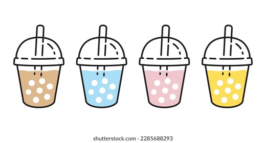 Boba tea vector bubble milk tea icon logo drink coffee cup character cartoon symbol doodle illustration clip art design