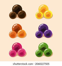 Boba topping drink colorful icon set illustration vector