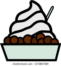 Boba in vanilla ice cream