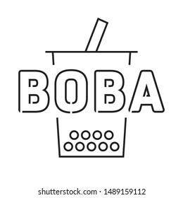 Boba Vector, Boba Illustration, Boba Drink, Bubble Tea, Tapioca Boba Asian Drink Beverage Icon Symbol Vector Illustration 