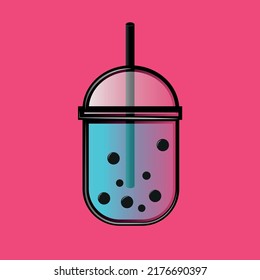 boba vector illustration on pink background