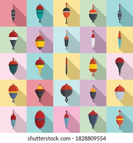 Bobber icons set. Flat set of bobber vector icons for web design