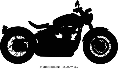 Ilustración de silueta de vista lateral de motocicleta de estilo Bobber