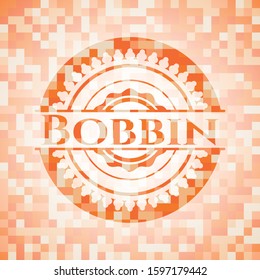 Bobbin abstract orange mosaic emblem with background