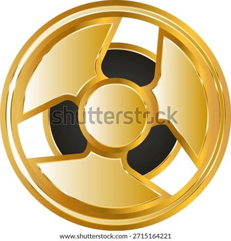 Bobbin audio gold icon. Isolated on transparent background.