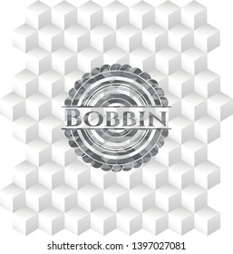 Bobbin grey emblem with cube white background