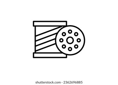 Bobbin icon. Icon related to textiles, sewing and component in sewing machines. Line icon style. Simple vector design editable