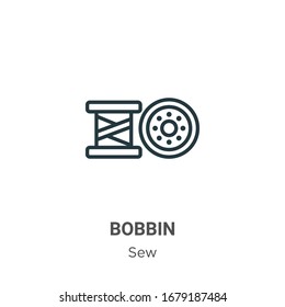 Bobbin outline vector icon. Thin line black bobbin icon, flat vector simple element illustration from editable sew concept isolated stroke on white background